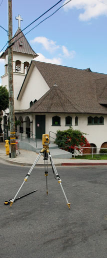 A church with an surveyor